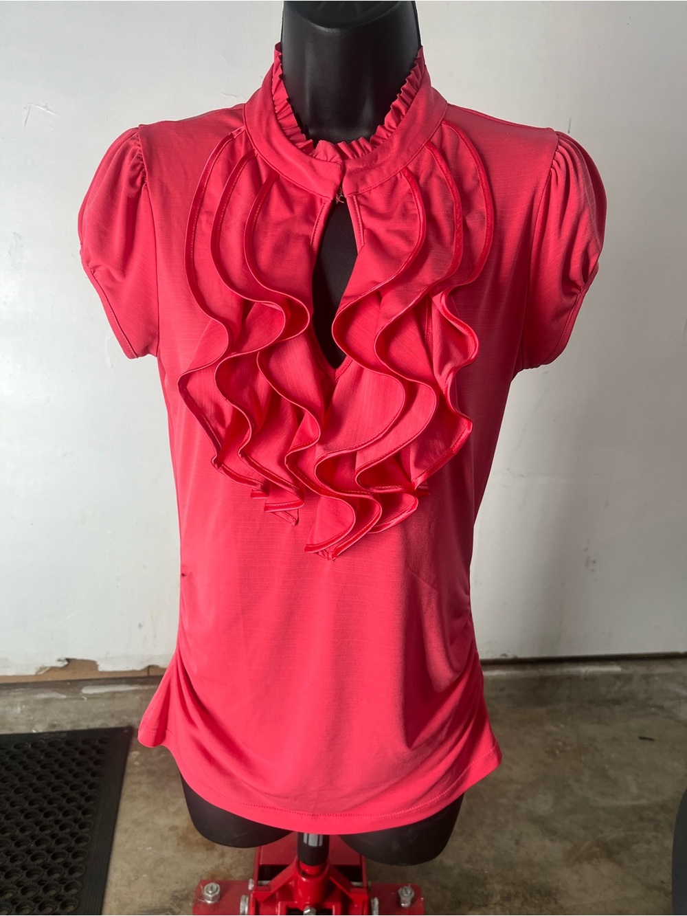 HeartSoul Hot Pink Ruffle Front Short Sleeve Blouse